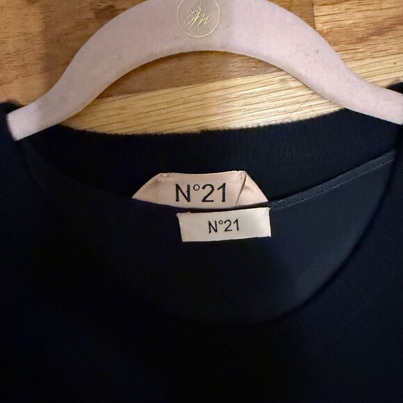 No 21 Numero Ventuno Black Knit 2 in 1 Sweater Dress w Pleat Trim - Picture 11 of 13